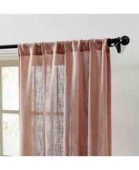 Hlc.me Linda Faux Linen Textured Semi Sheer Privacy Light Filtering Window Rod Pocket Floor Length Thick Curtains Drapery Panels for Office & Living R