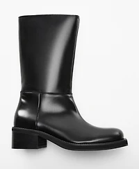 Mango Women's Plain Leather Ankle Boots