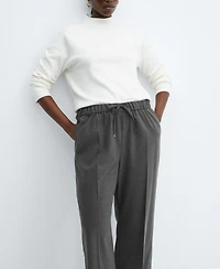 Mango Women's Elastic Waist Wideleg Pants