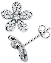 Giani Bernini Cubic Zirconia Flower Stud Earrings in Sterling Silver, Created for Macy's