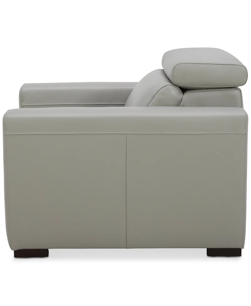 Nevio 39" Leather Power Recliner and Headrest, Created For Macy's
