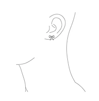 Bling Jewelry Delicate Dainty Ribbon Birthday Present Pave Cz Bow Stud Earrings For Sterling Silver