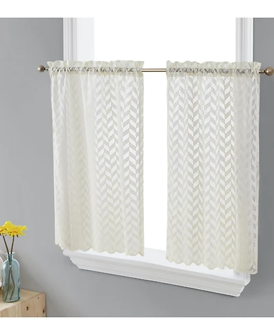 Hlc.me Herringbone Lace Sheer Kitchen Cafe Curtain Tiers for Small Windows & Bathroom