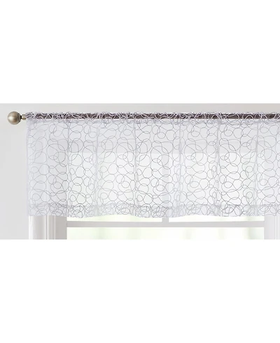 Hlc.me Audrey Embroidered Sheer Voile Window Curtain Rod Pocket Valance for Kitchen, Bedroom, Small Windows and Bathroom