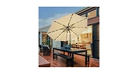 Outdoor Patio Umbrella with Bright Solar Led Lights for Shaded Daytime Use and Ambient Evening Lighting