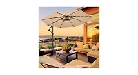 10 Feet Cantilever Umbrella with 32 Led Lights and Solar Panel Batteries