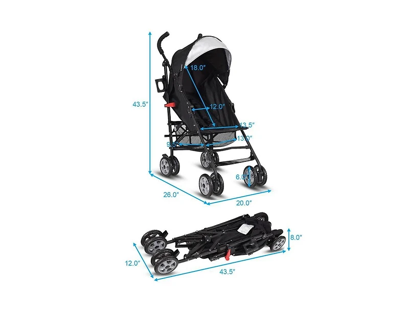 Slickblue Girls Folding Lightweight Umbrella Travel Stroller