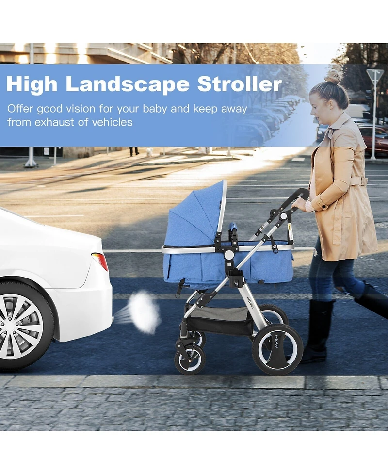Slickblue Kids Folding Aluminum Baby Stroller Baby Jogger with Diaper Bag