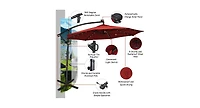 360° Rotation Solar Powered Led Patio Offset Umbrella without Weight Base