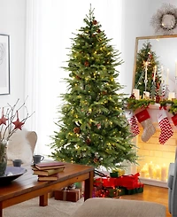 Glitzhome 6' Pre-Lit Green Fir Artificial Christmas Tree with 350 Led Lights, Remote Controller