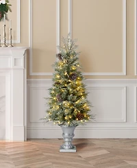 Glitzhome 4' Pre-Lit Pine Artificial Christmas Porch Tree with 130 Warm White Lights