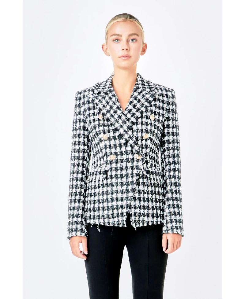 Women's Checked Tweed Blazer