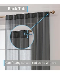 Hlc.me Lauren Semi Sheer Light Filtering Transparent Pocket Top & Back Tab Lightweight Window Curtains Drapery Panels Bedroom & Living Room