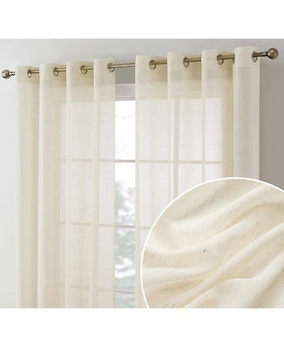 Hlc.me Sierra Burlap Flax Linen Semi Sheer Privacy Light Filtering Transparent Window Grommet Thick Curtains Panels