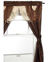Kate Aurora Satin Semi Sheer Complete 5 Piece Window a Bag Attached Curtain Set