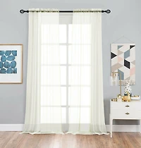 Kate Aurora 2 Pack Basic Home Rod Pocket Sheer Voile Window Curtains
