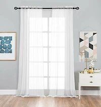 Kate Aurora 2 Pack Basic Home Rod Pocket Sheer Voile Window Curtains