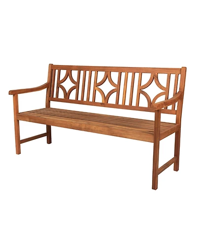 Sloane 59.1" 3-Seat Ogee Diamond-Back 600-Lbs Support Acacia Wood Outdoor Garden Patio Bench