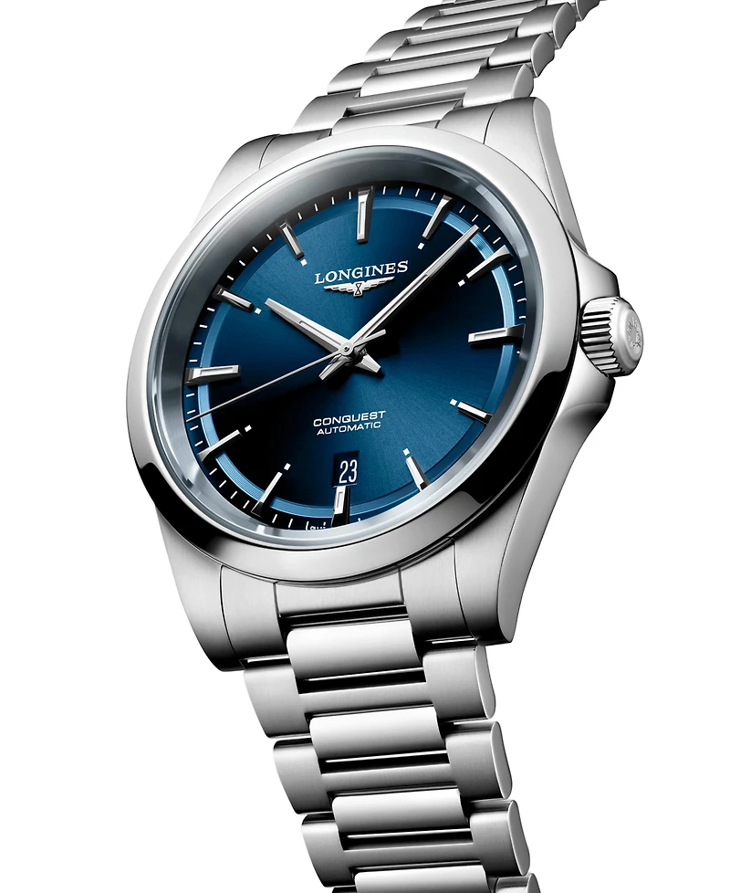 Longines Men's Swiss Automatic Conquest Stainless Steel Bracelet Watch 41mm