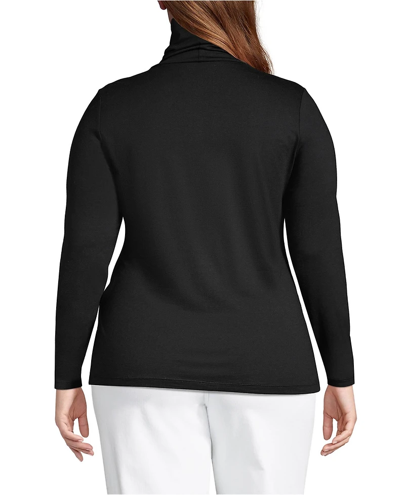 Lands' End Plus Lightweight Jersey Skimming Long Sleeve Turtleneck