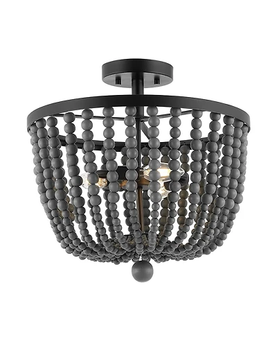 Jonathan Y Drift Wood Bead Bohemian Farmhouse Iron Led Semi Flush Mount