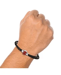Marvel Spider-Man Mens Double-Wrap Woven Stainless Steel Pendant Bracelet