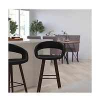 Plath Wood Ultramodern Bar Counter Stool With Upholstered Seat
