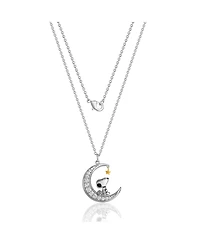 Peanuts Womens Snoopy Moon Cubic Zirconia Necklace, 18''