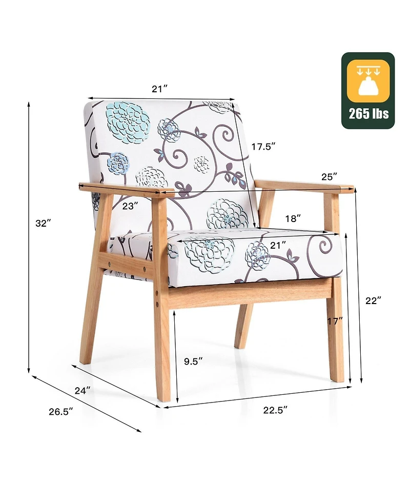 Slickblue Modern Accent Armchair Fabric Lounge Chair with Rubber Wood Leg