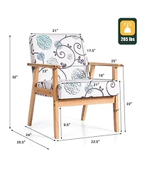 Slickblue Modern Accent Armchair Fabric Lounge Chair with Rubber Wood Leg