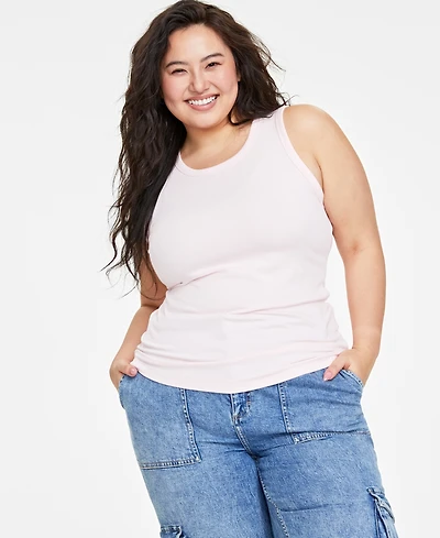 On 34th Trendy Plus Solid Ribbed Tank Top, Created for Macy's