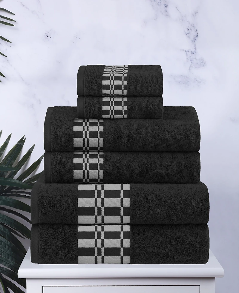 Superior Larissa Geometric Embroidered Jacquard Border Cotton -Pc. Bath Towel Set