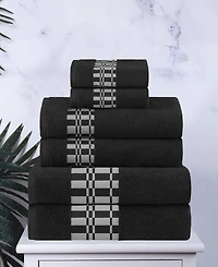 Superior Larissa Geometric Embroidered Jacquard Border Cotton -Pc. Bath Towel Set