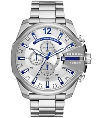 Diesel Men's Mega Chief Chronograph Silver-Tone Stainless Steel Watch 51mm