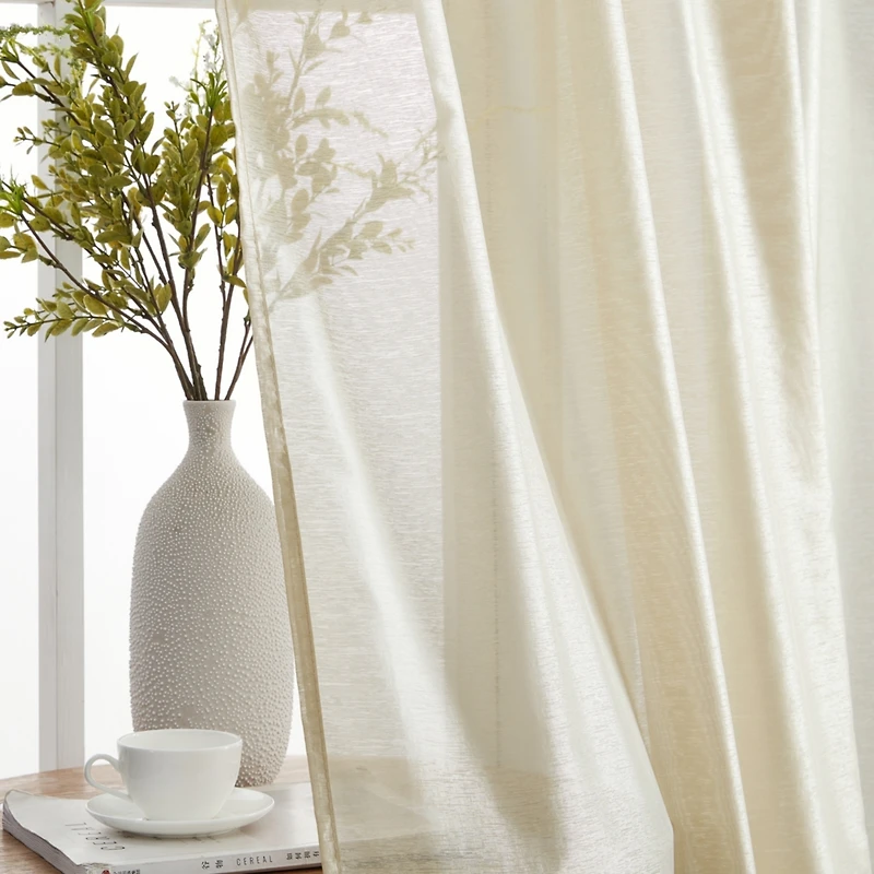 Hlc.me Lauren Semi Sheer Light Filtering Transparent Pocket Top & Back Tab Lightweight Window Curtains Drapery Panels Bedroom & Living Room