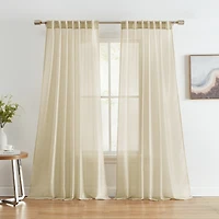 Hlc.me Lauren Semi Sheer Light Filtering Transparent Pocket Top & Back Tab Lightweight Window Curtains Drapery Panels Bedroom & Living Room