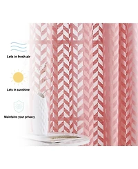 Hlc.me Herringbone Thick Semi Sheer Premium Rod Pocket Window Curtain Panels for Bedroom & Living Room