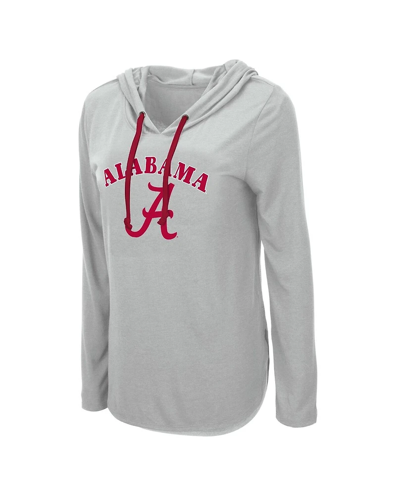 Women's Colosseum Heather Gray Alabama Crimson Tide My Lover Lightweight Hooded Long Sleeve T-shirt