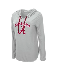 Women's Colosseum Heather Gray Alabama Crimson Tide My Lover Lightweight Hooded Long Sleeve T-shirt