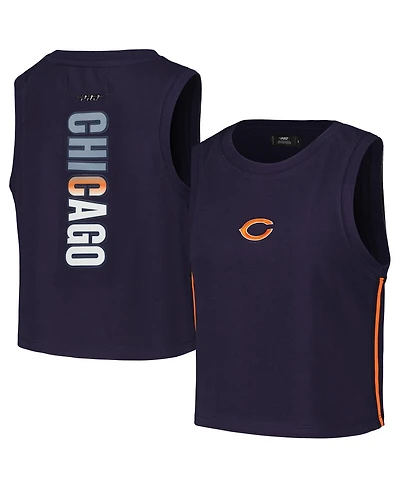 Women's Pro Standard Navy Chicago Bears Ombre Wordmark Classic Cropped Tank Top