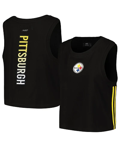 Women's Pro Standard Black Pittsburgh Steelers Ombre Wordmark Classic Cropped Tank Top