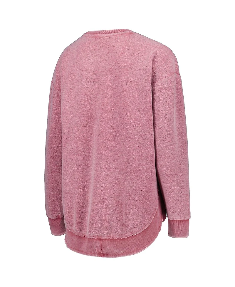 Women's Pressbox Crimson Distressed Washington State Cougars Ponchoville Pullover Sweatshirt