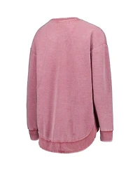 Women's Pressbox Crimson Distressed Washington State Cougars Ponchoville Pullover Sweatshirt