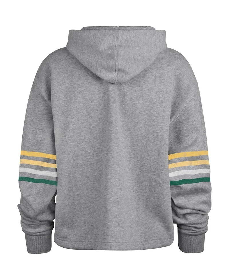Women's '47 Brand Heather Gray Distressed Green Bay Packers Upland Bennett Pullover Hoodie