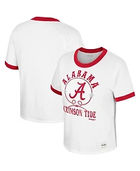 Women's Colosseum x Wrangler White Distressed Alabama Crimson Tide Freehand Ringer T-shirt