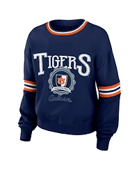 Women's Wear by Erin Andrews Navy Distressed Auburn Tigers Vintage-Like Pullover Sweatshirt