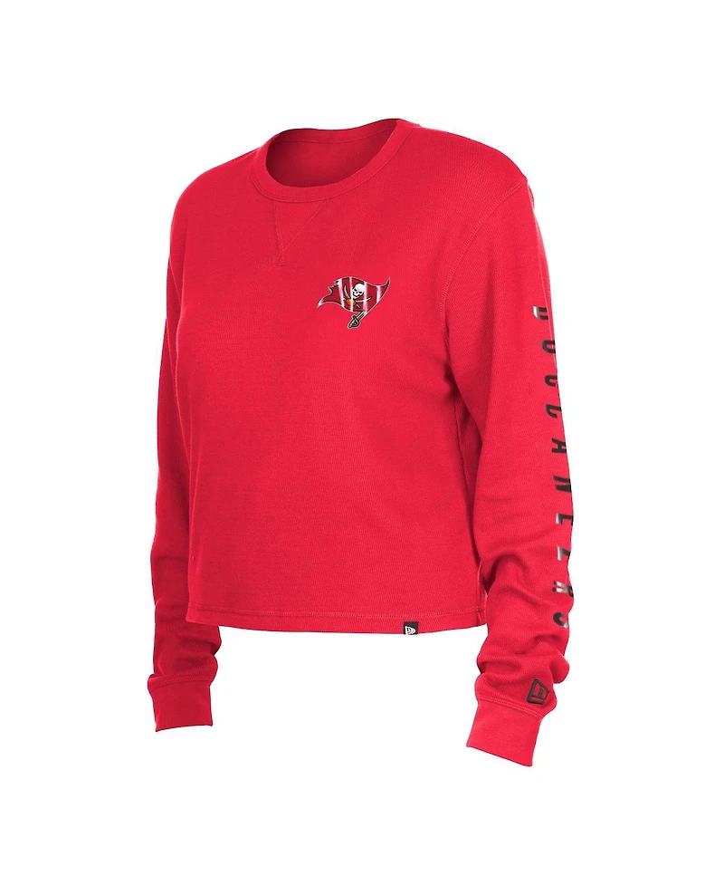 Women's New Era Red Tampa Bay Buccaneers Thermal Crop Long Sleeve T-shirt