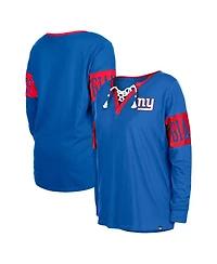 Women's New Era Royal York Giants Lace-Up Notch Neck Long Sleeve T-shirt
