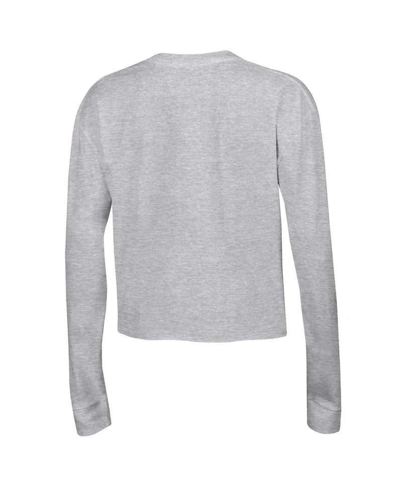 Women's Champion Gray Oklahoma Sooners Boyfriend Cropped Long Sleeve T-shirt