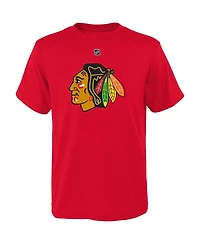 Preschool Boys and Girls Connor Bedard Red Chicago Blackhawks Authentic Stack Name Number T-shirt